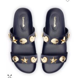 Laroude sandals navy and gold 9